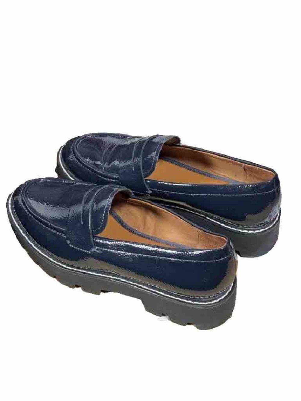 Franco Sarto Balin Patent Leather Lug Sole Chunky Loafers Midnight Blue (Size: 7 - Picture 13 of 16